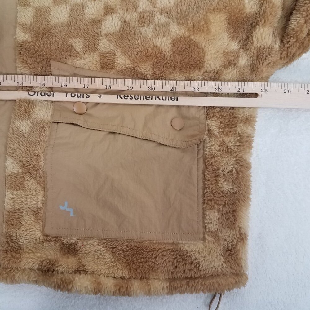 +NEW Joy Lab Size M Oversized Loose Fit Fleece Jacket in Sand Brown Geo Print - Picture 6 of 7